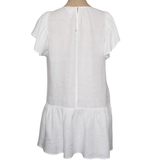 Velvet By G raham & Spencer Kassidy Woven Drop Waist White Linen Dress  Size S - Picture 2 of 12